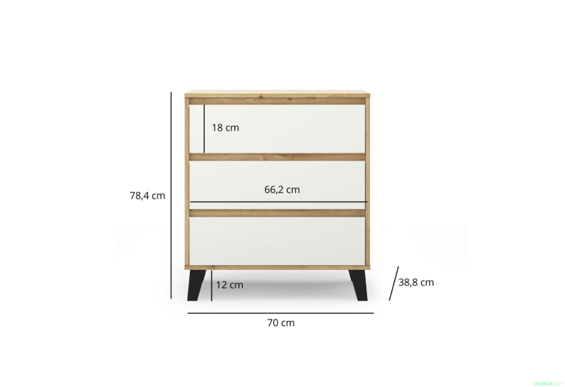 Fotografie 6 - Komoda Borg 3s/70 dub artisan / bílá