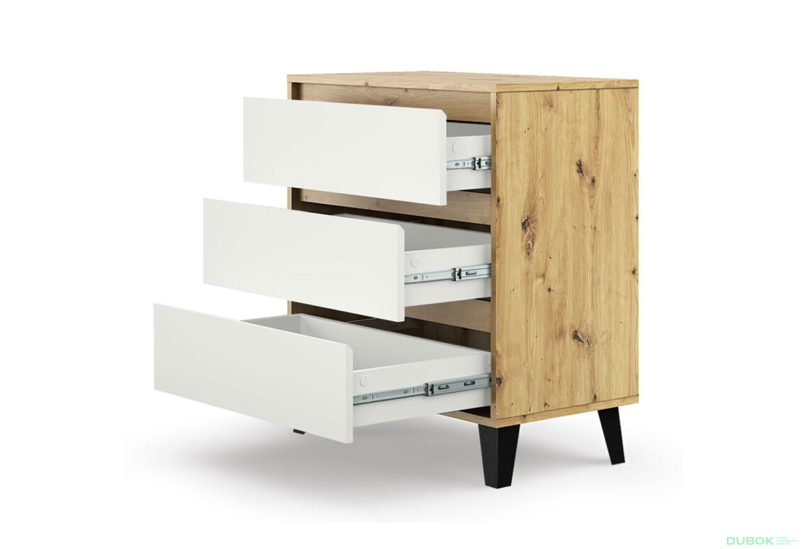 Fotografie 4 - Komoda Borg 3s/70 dub artisan / bílá