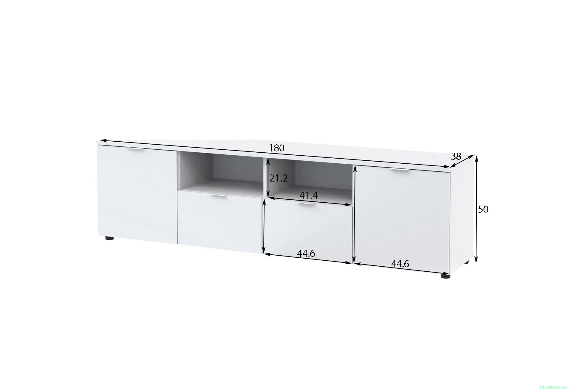 Fotografie 4 - TV stolek s dvířky a zásuvkami Ron 4 180 cm Bílý