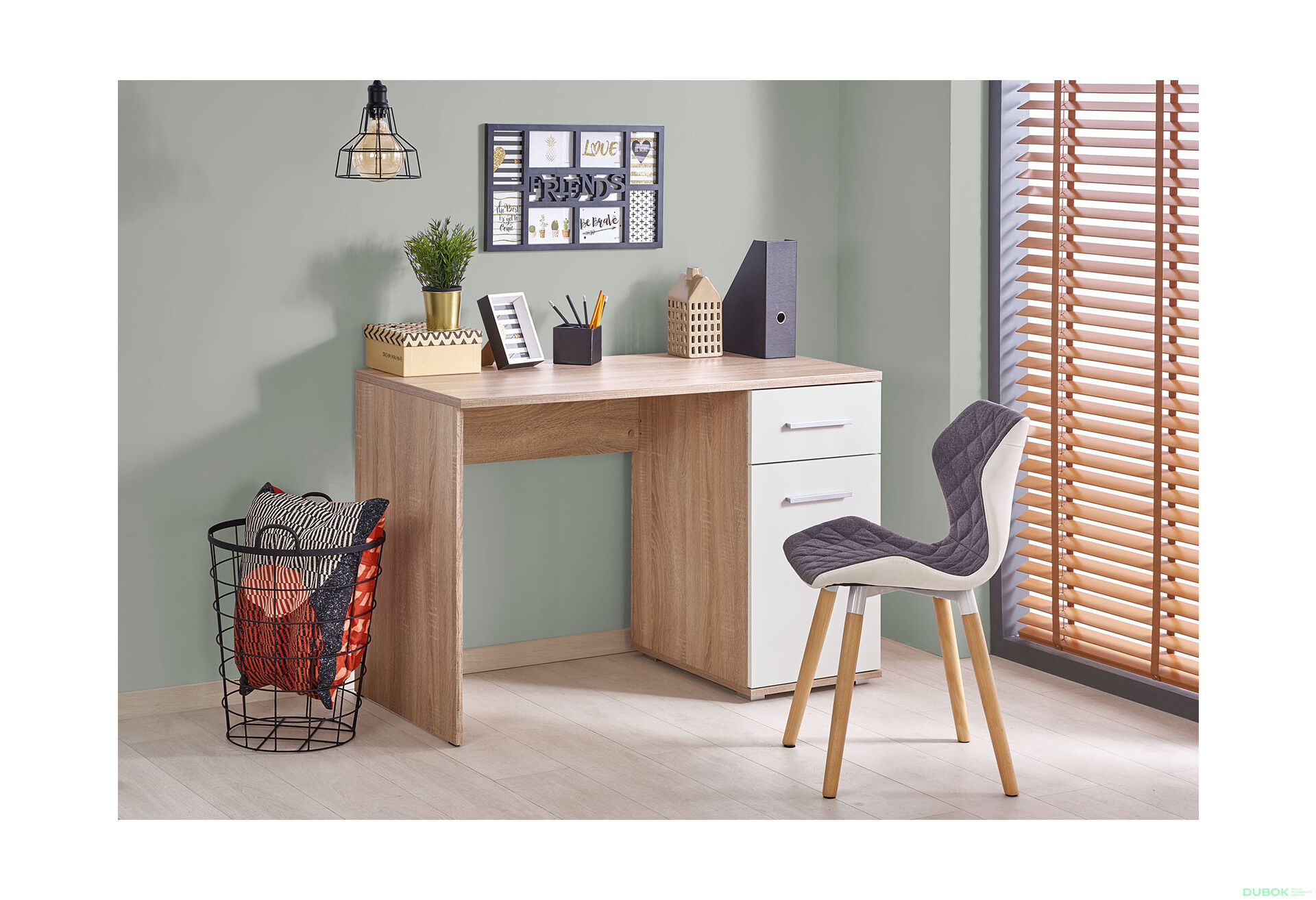 Psací stůl B1 dub sonoma / bílý - Fotografie 2 Fotografie 2 - Psací stůl B1 dub sonoma / bílý