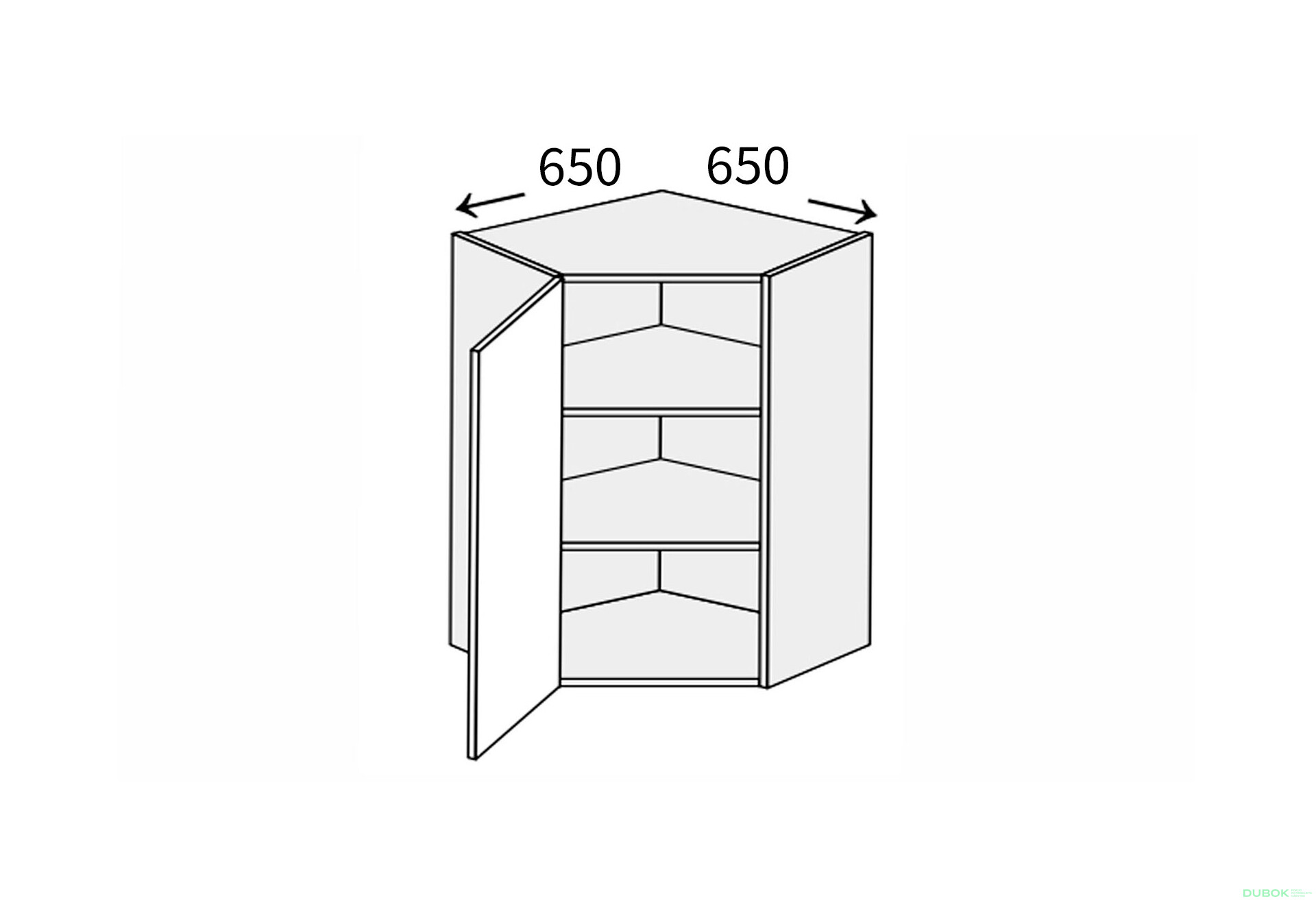 Vrchní roh V 45°/720 (650x650) 1dveře levý Millenium - Fotografie 1 Fotografie 1 - Vrchní roh V 45°/720 (650x650) 1dveře levý Millenium