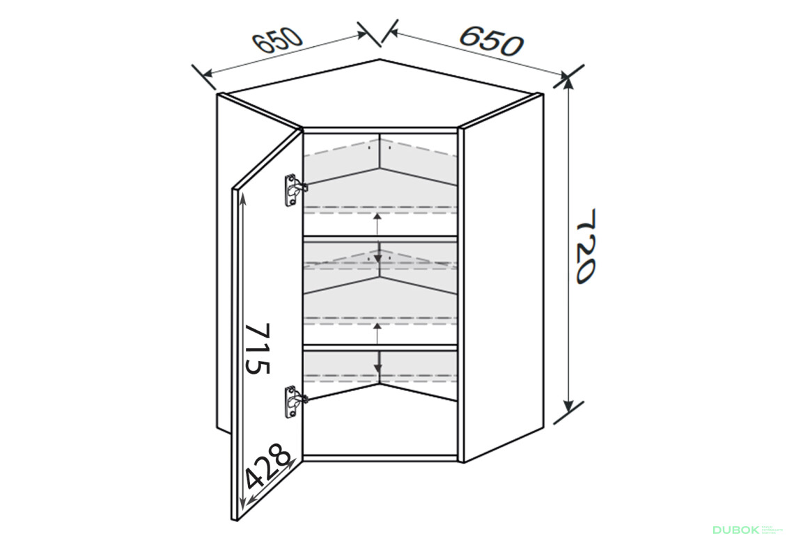 Vrchní roh V 45°/720 (650x650) 1dveře levý Millenium - Fotografie 2 Fotografie 2 - Vrchní roh V 45°/720 (650x650) 1dveře levý Millenium