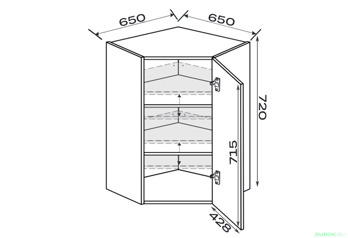 Fotografie 2 - Vrchní roh V 45°/720 (650x650) 1dveře pravé Millenium