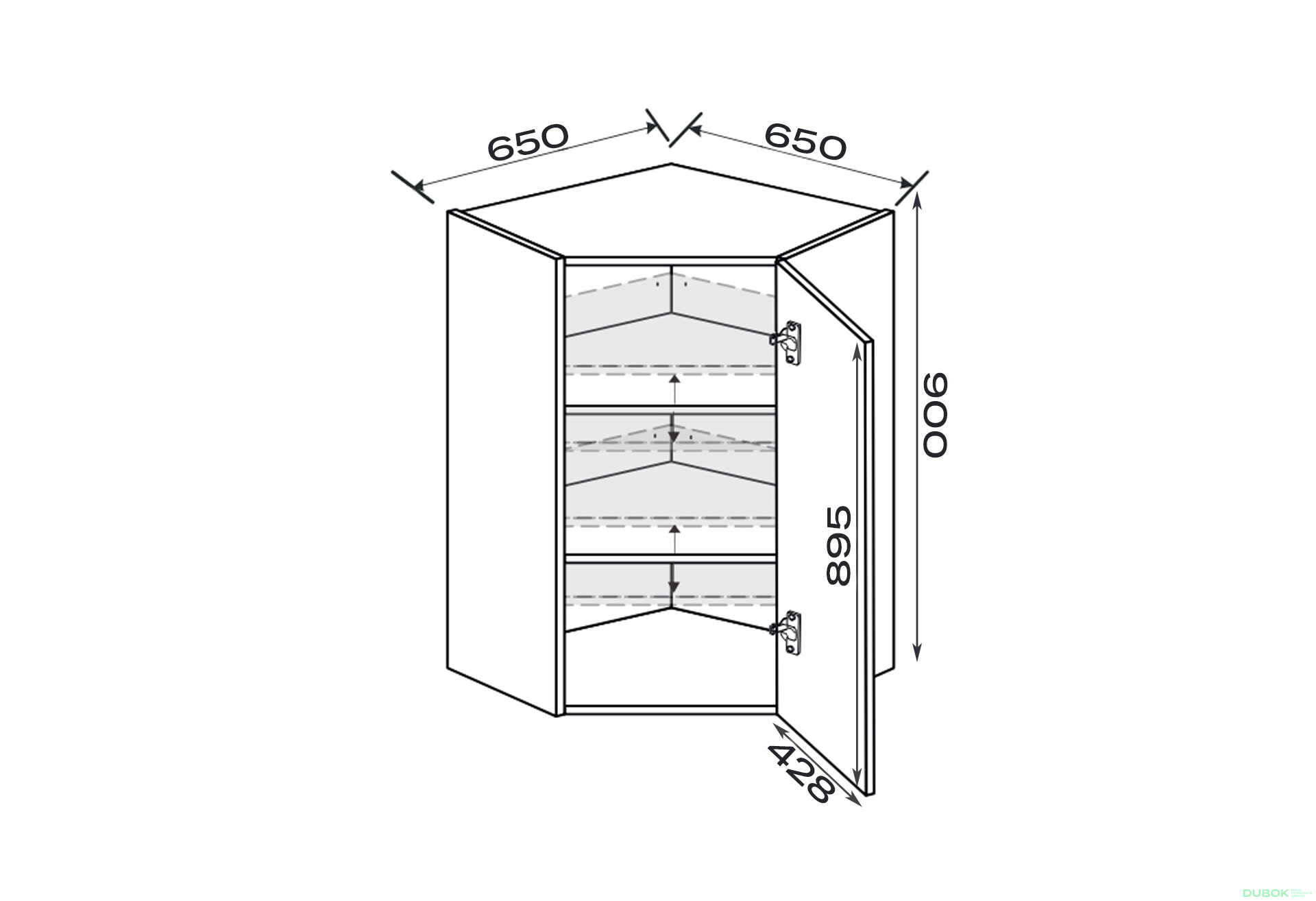 Fotografie 2 - Vrchní roh 45°/900 (650x650) 1dveře pravé Millenium