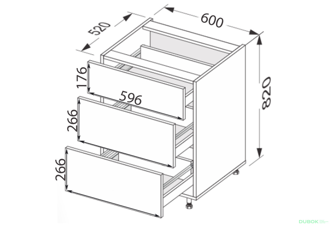 Fotografie 2 - Dno 60N3ŠH/820 Pro Hettich Millenium Premium