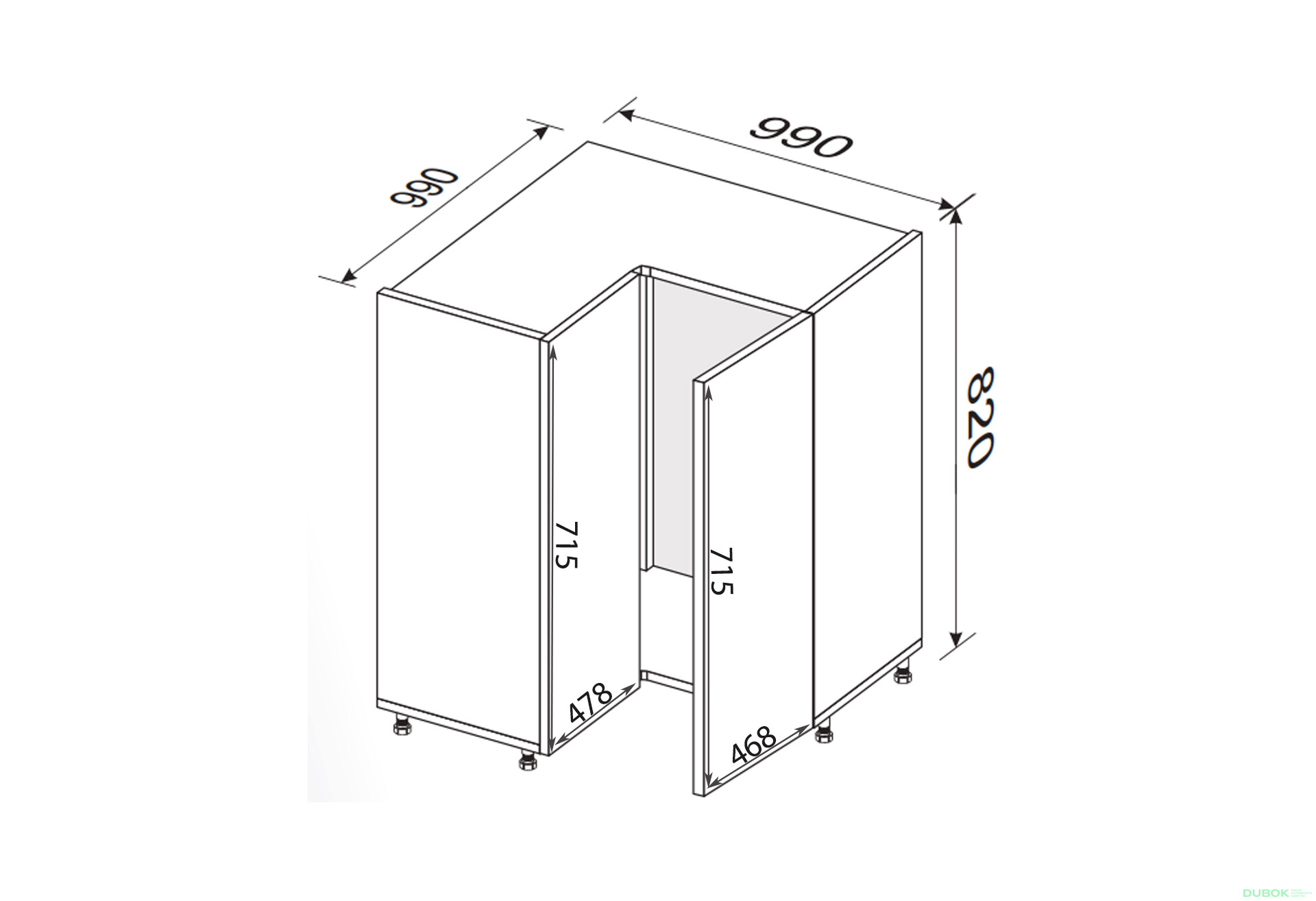 Fotografie 2 - Spodní roh H 90°/820 2dveře Pro Blum Millenium Premium