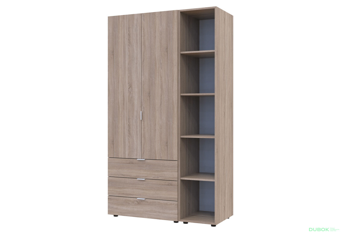 Skříň dvoudveřová s regálem Gelar 115.7 cm Dub sonoma