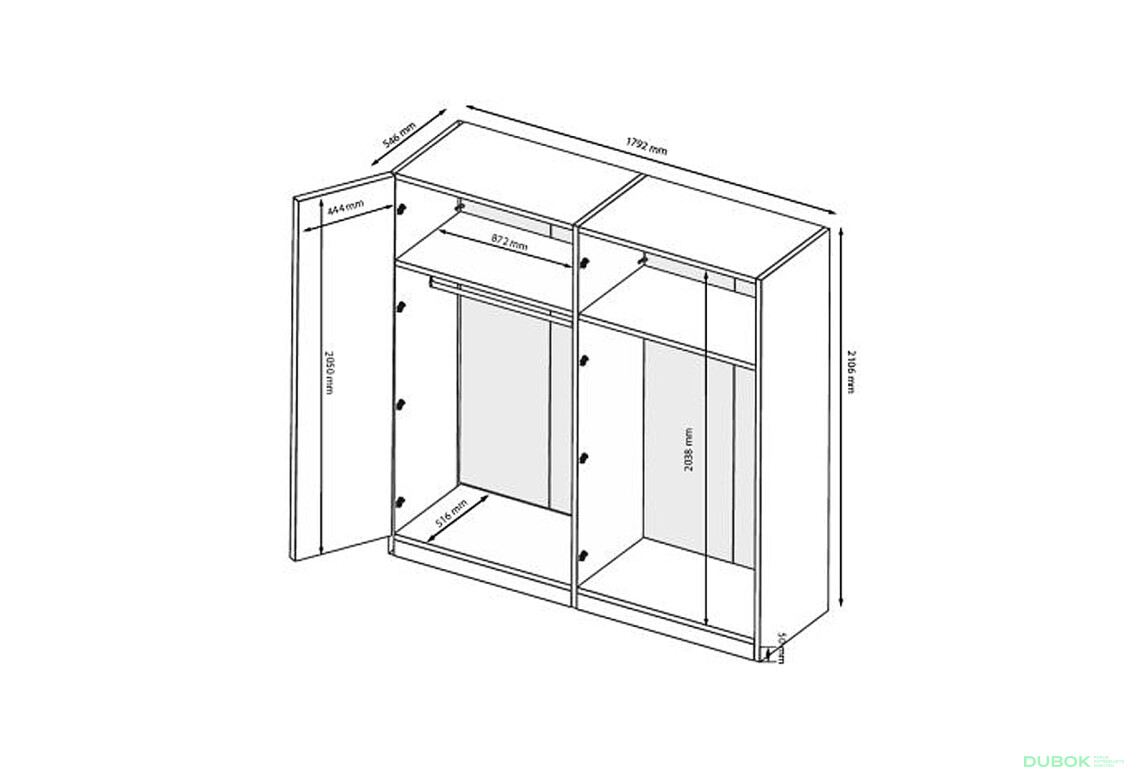 Fotografie 4 - Skříň 4D se zrcadlem, bílý lesk Mila
