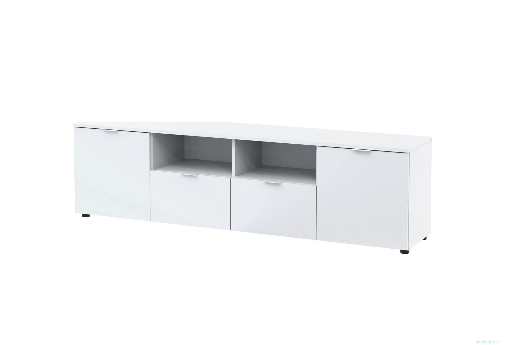 Fotografie 1 - TV stolek s dvířky a zásuvkami Ron 4 180 cm Bílý Vystavený kus