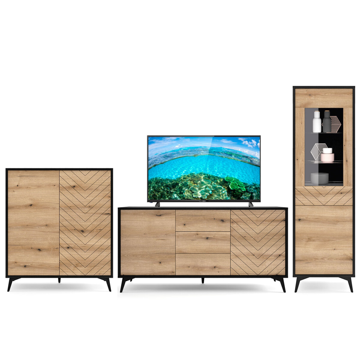 

Obývací sestava 3.1 m Komoda evoke dub / černá Diamond