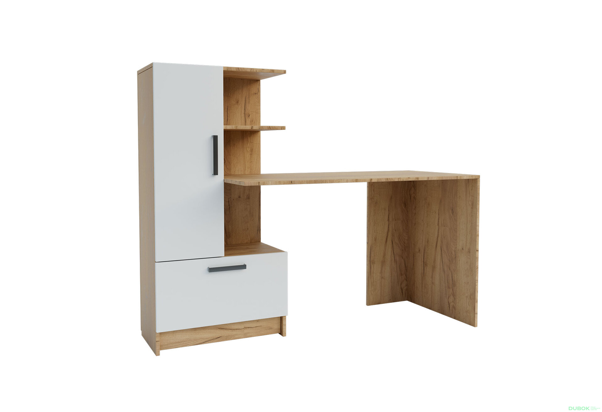 Fotografie 1 - Psací stůl Standard s levou montáží dub kraft zlatý / nymphaea alba