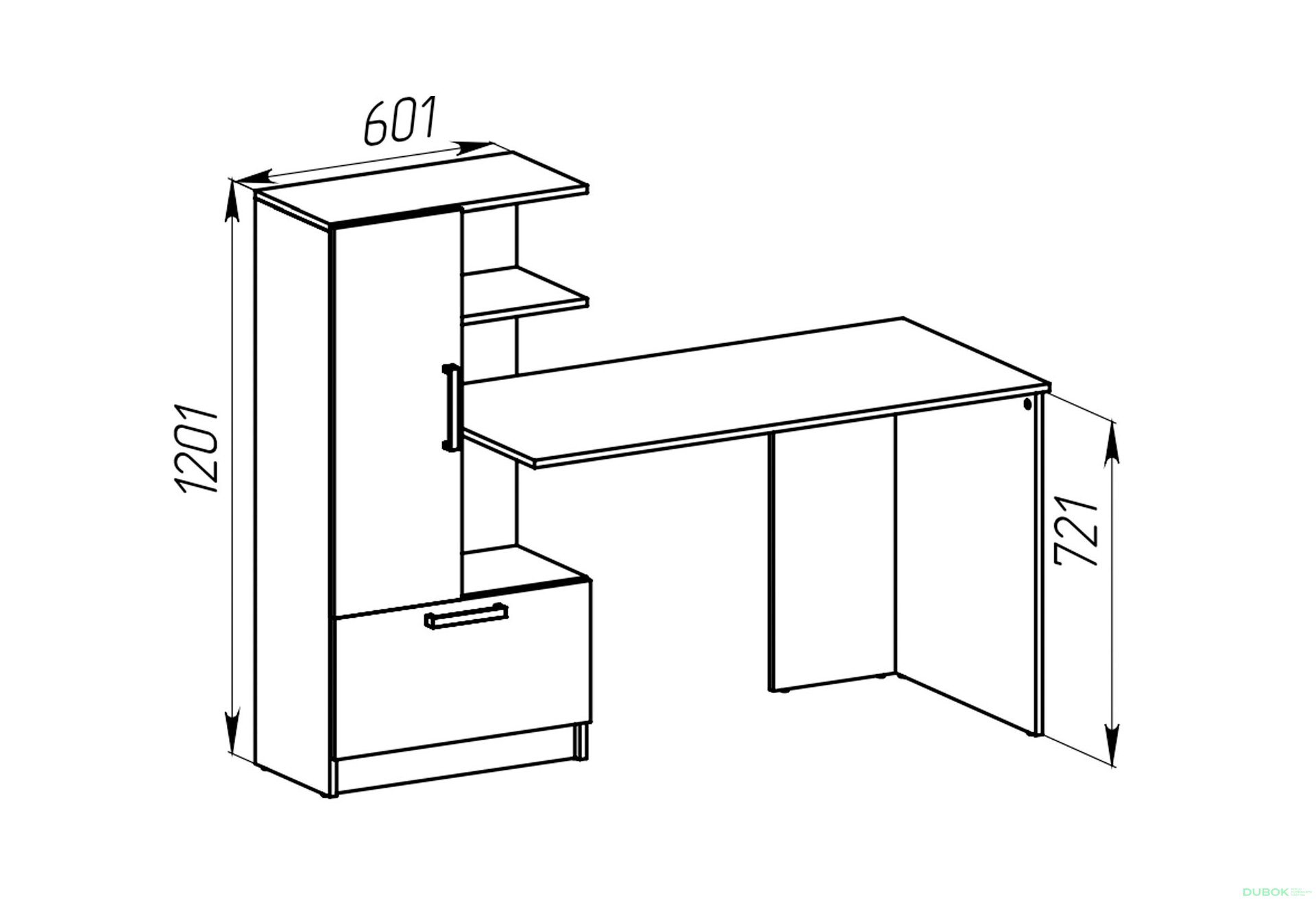 Fotografie 3 - Psací stůl Standard s levou montáží dub kraft zlatý / nymphaea alba