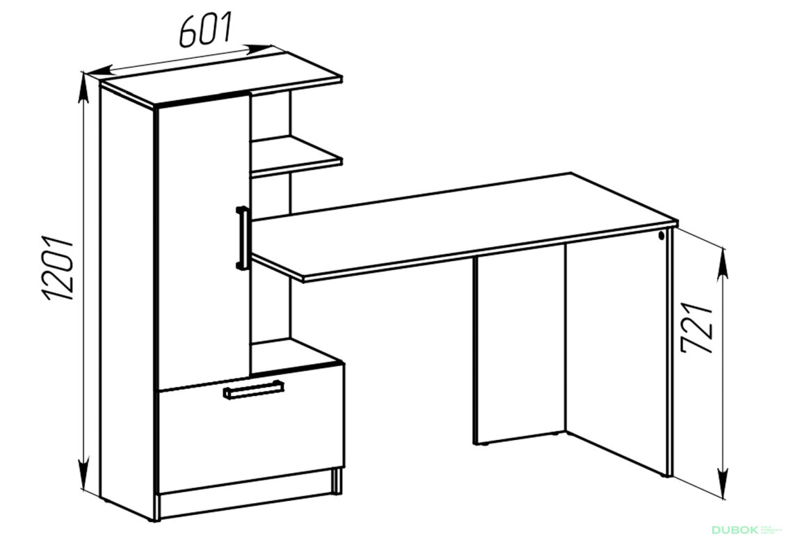 Fotografie 3 - Psací stůl Standard s levou montáží dub kraft zlatý / nymphaea alba