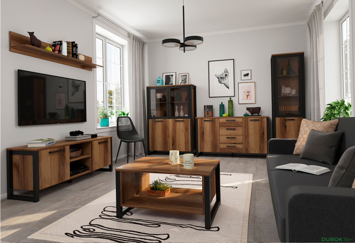 Obývací sestava dub delano tmavý Mares - Fotografie 1 Fotografie 1 - Obývací sestava dub delano tmavý Mares