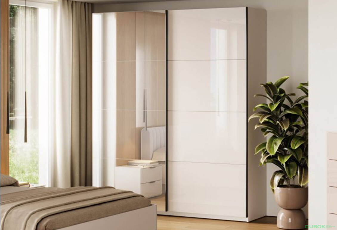 Skříň s posuvnými dveřmi 2.0х2.4m (Dveře kašmírový lesk/Zrcadlo) Lori - Fotografie 2 Fotografie 2 - Skříň s posuvnými dveřmi 2.0х2.4m (Dveře kašmírový lesk/Zrcadlo) Lori
