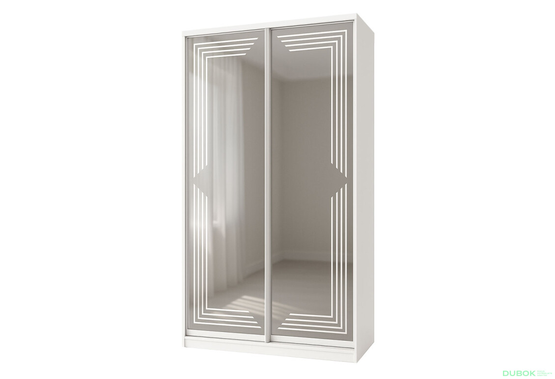 Skříň Rim-Veneziano 2D 1.0 m s uměleckým matováním na zrcadle, bílá