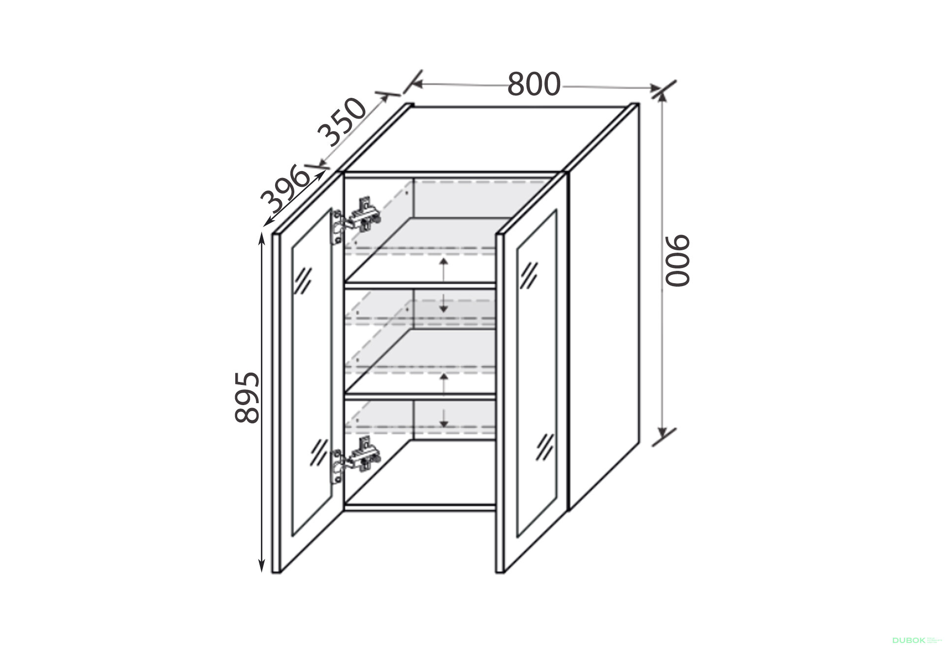 Fotografie 2 - Vrchní 80V/900 2dv vitrína Pro Blum Mary