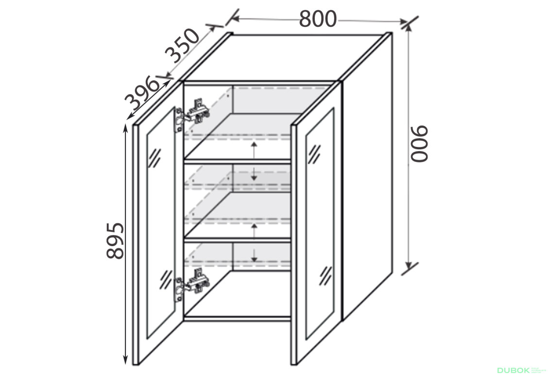 Fotografie 2 - Vrchní 80V/900 2dv vitrína Pro Blum Mary