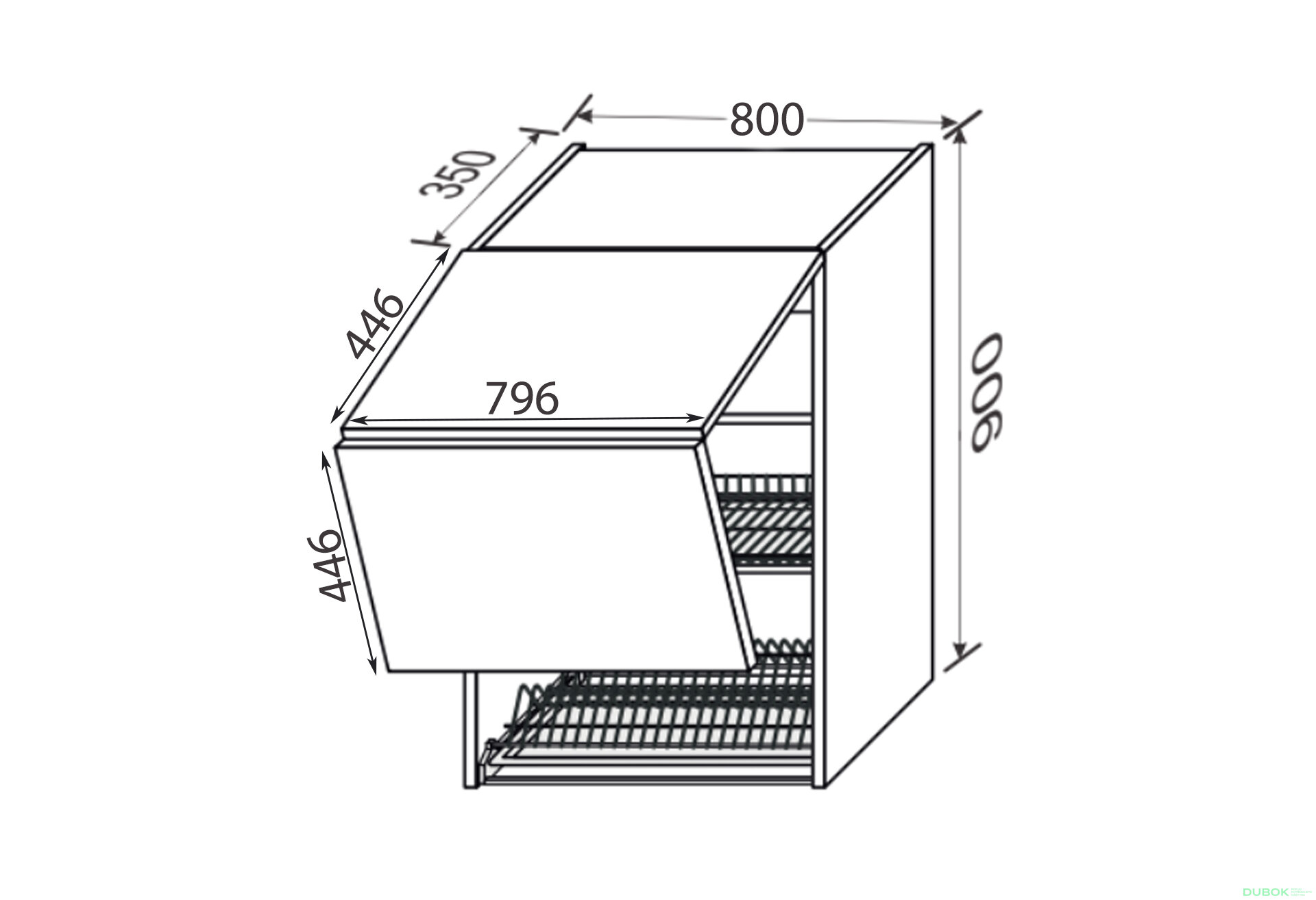 Fotografie 2 - Vrchní skříňka 80VS/900 2dv sušička Aventos Pro Blum+Rejs Mary