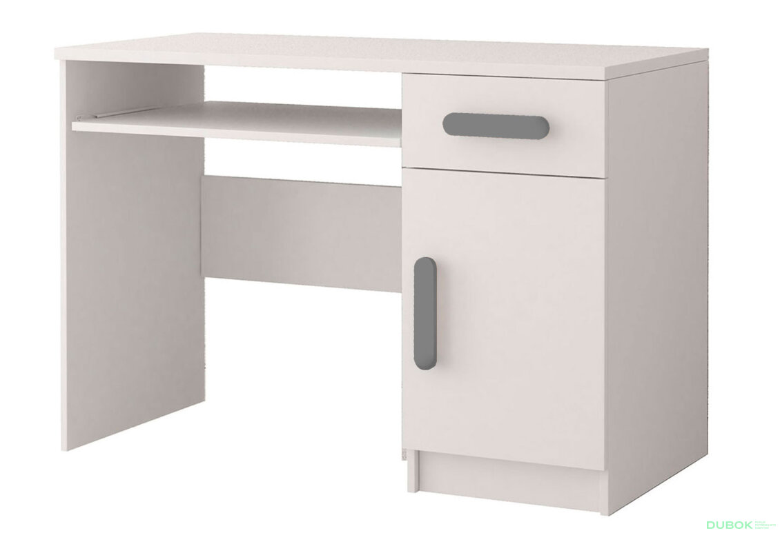 Psací stůl Smyk bílá, úchytky šedý Idczak meble