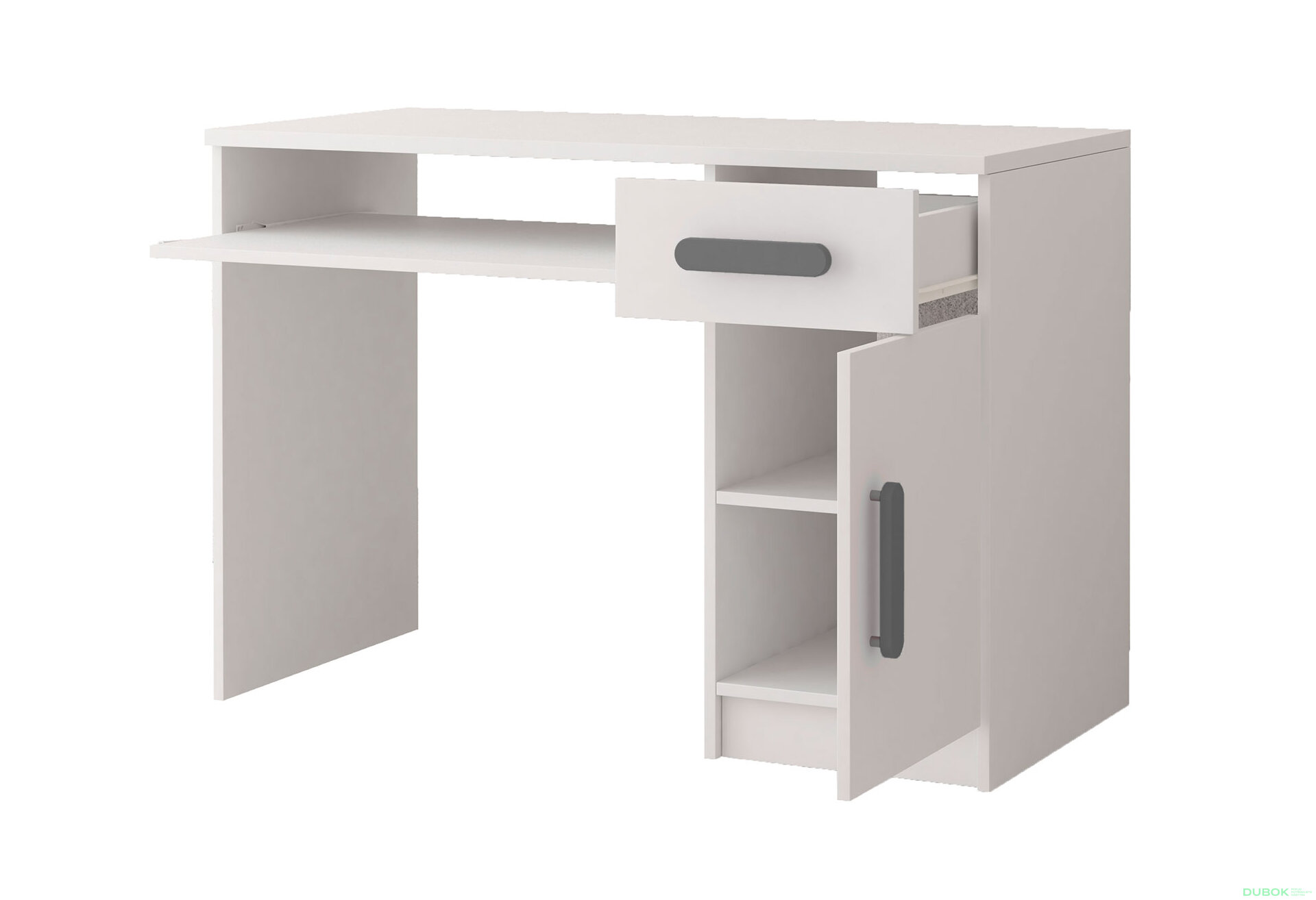 Fotografie 2 - Psací stůl Smyk bílá, úchytky šedý Idczak meble