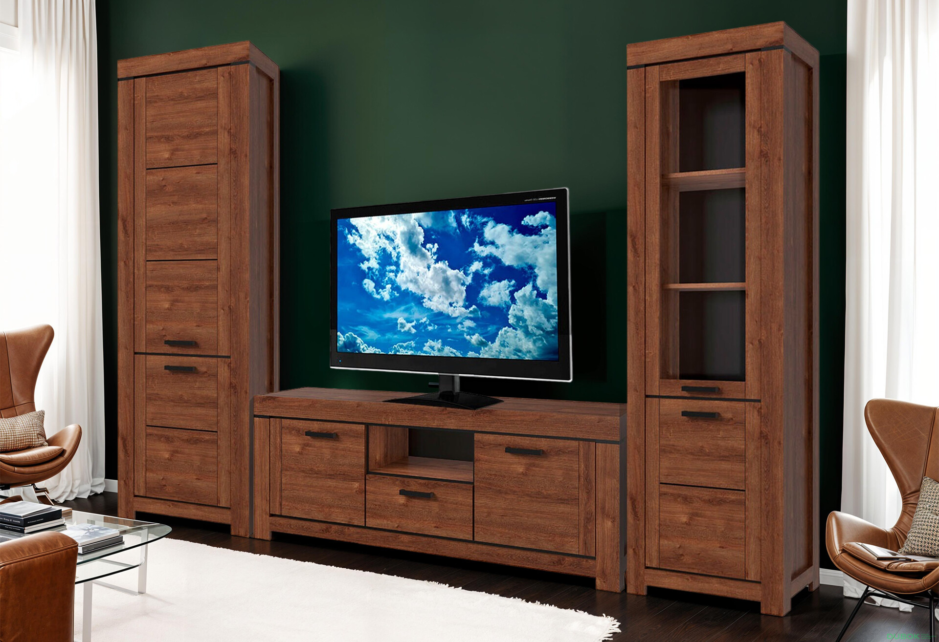 Obývací sestava 2.9 m hnědý dub Brass - Fotografie 1 Fotografie 1 - Obývací sestava 2.9 m hnědý dub Brass