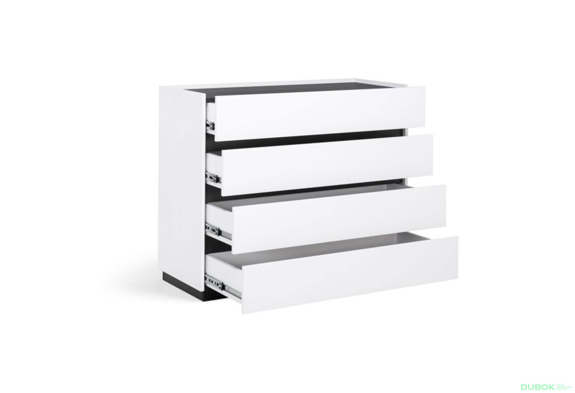 Fotografie 3 - Komoda 4šx bílý supermat, antracit Duo