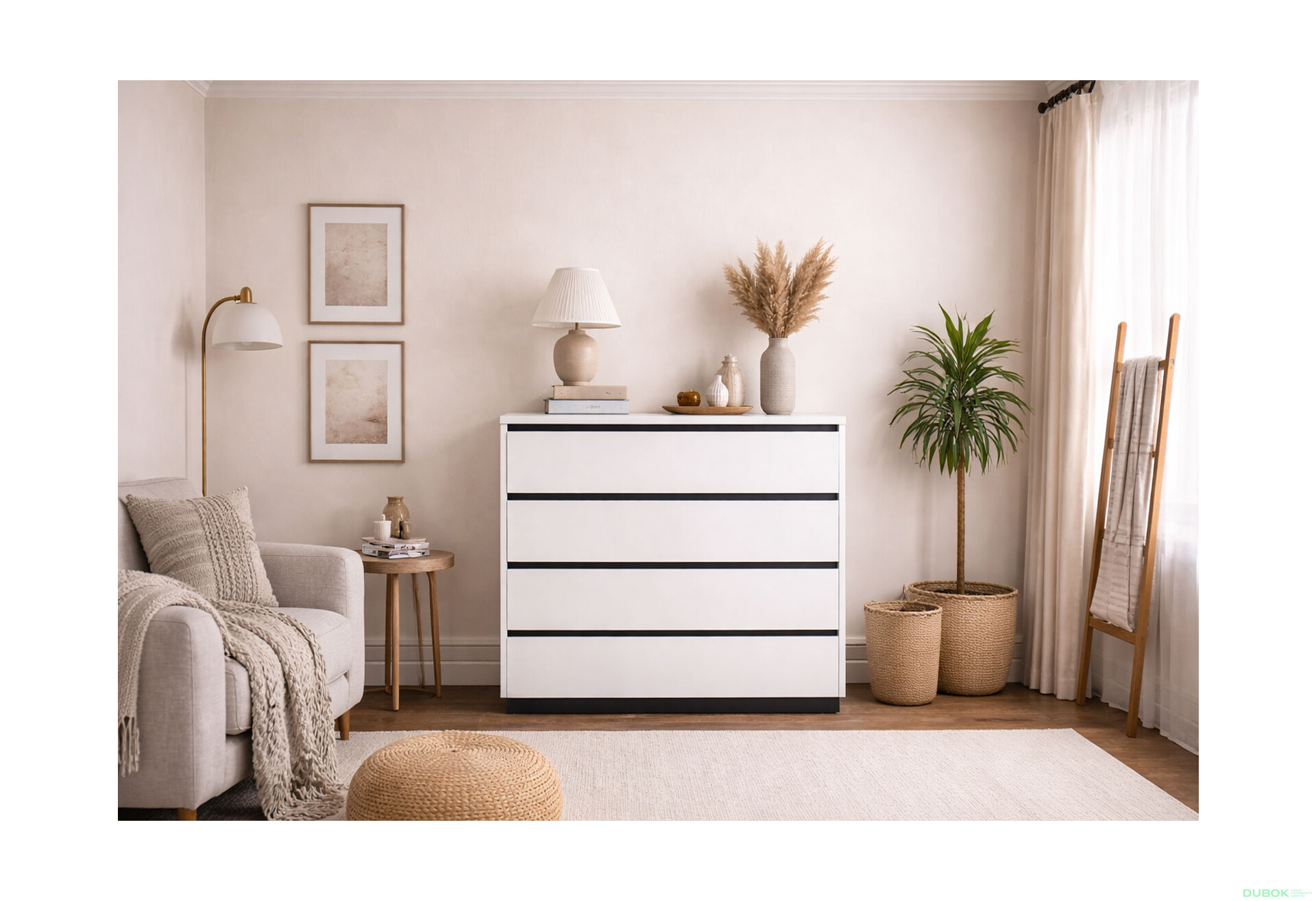 Fotografie 2 - Komoda 4šx bílý supermat, antracit Duo