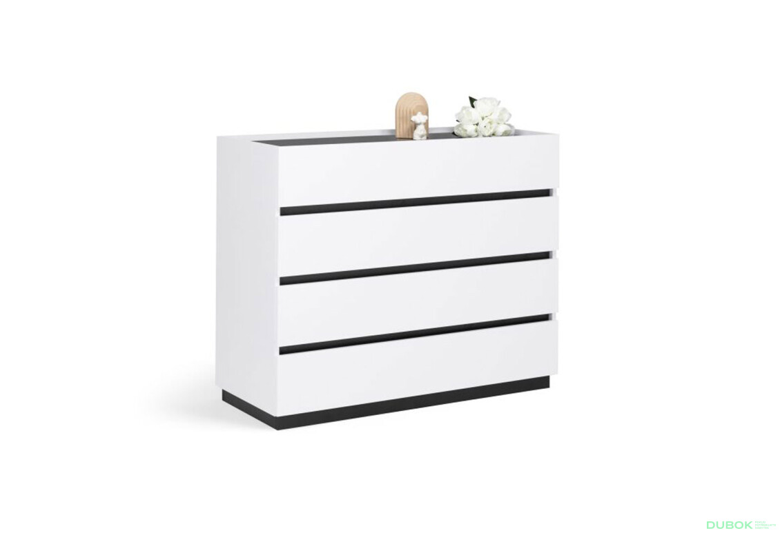 Fotografie 4 - Komoda 4šx bílý supermat, antracit Duo