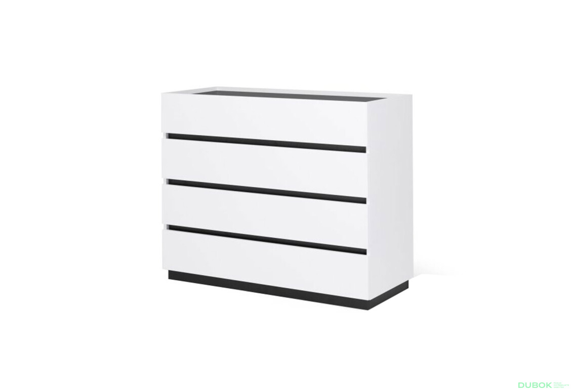 Komoda 4šx bílý supermat, antracit Duo