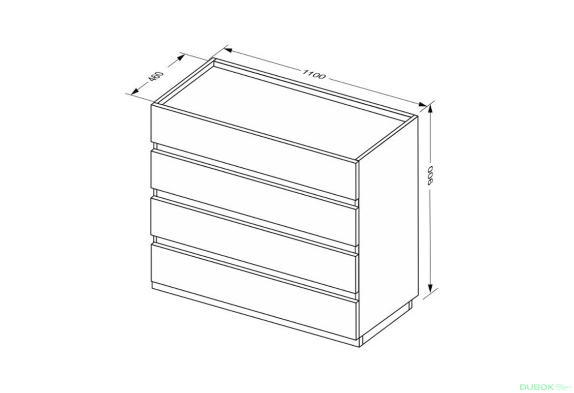 Fotografie 7 - Komoda 4šx bílý supermat, antracit Duo