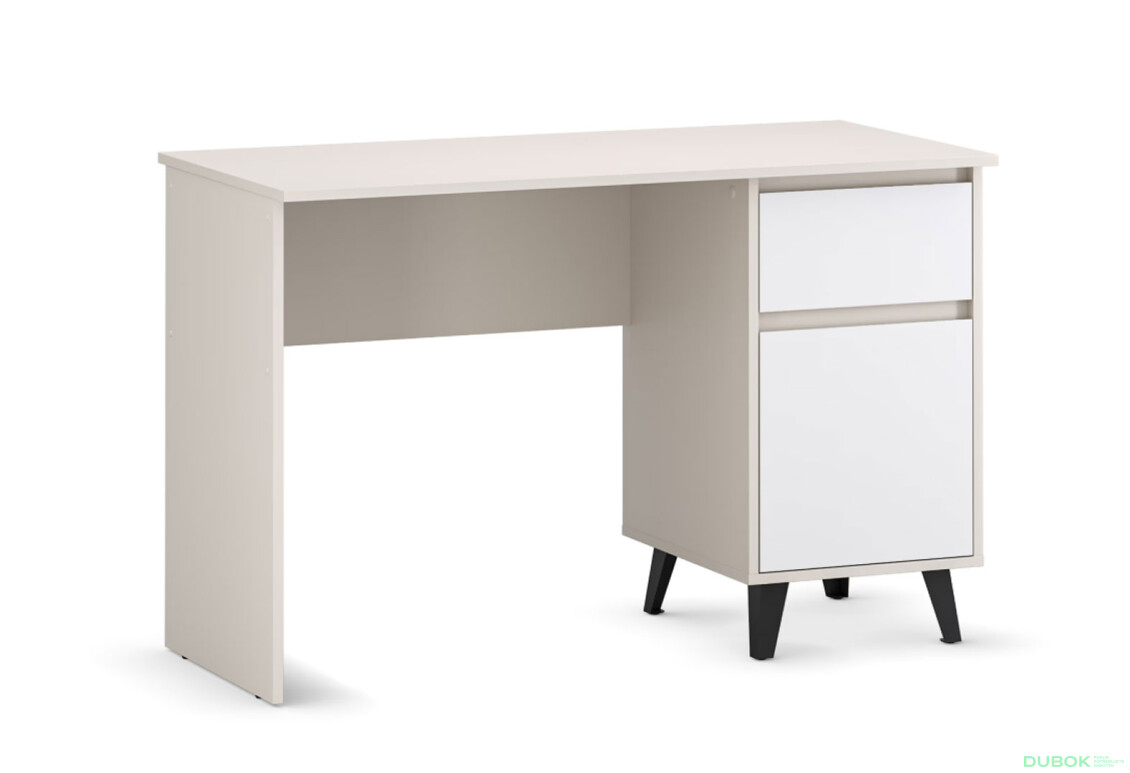 Psací stůl BORG 1d1s/120 kašmír / bílý - Fotografie 4 Fotografie 4 - Psací stůl BORG 1d1s/120 kašmír / bílý