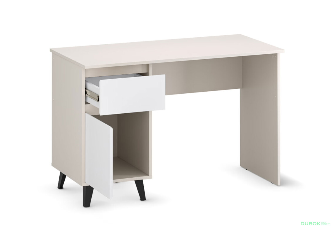 Fotografie 6 - Psací stůl BORG 1d1s/120 kašmír / bílý