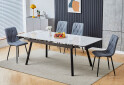Stůl John 120(180)x85 bílý + 4 židle Tom Velvet šedý Bluvel 14 / matná černá kov - Fotografie 1 Fotografie 1 - Stůl John 120(180)x85 bílý + 4 židle Tom Velvet šedý Bluvel 14 / matná černá kov
