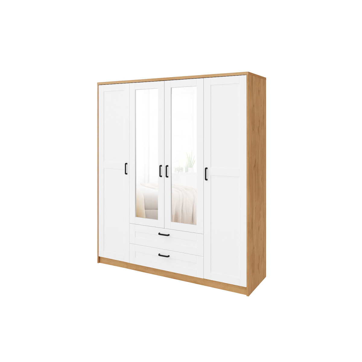 

Skříň se zrcadlem 4d2s Rama dub artisan / bílá Kami