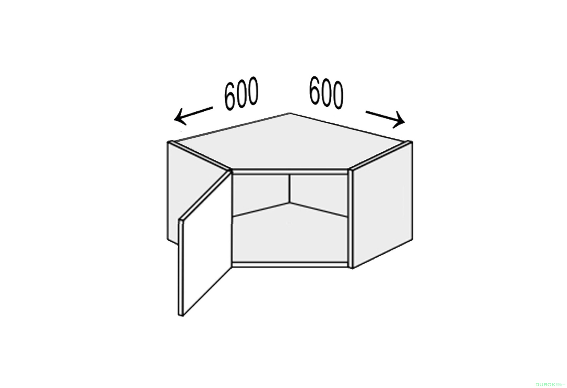 Fotografie 1 - Vrchní roh 45°/360 (600x600) 1dv. Pro Blum Vintage