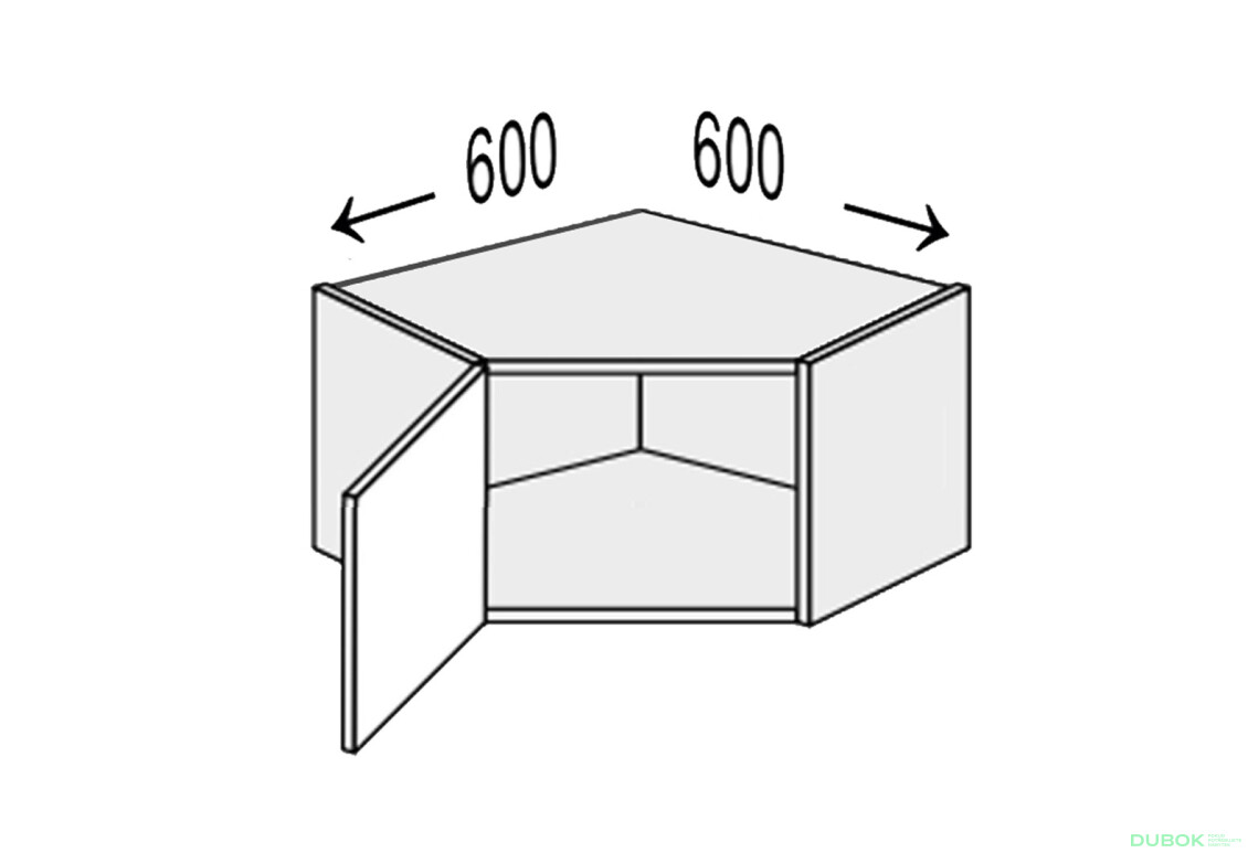 Vrchní roh 45°/360 (600x600) 1dv. Pro Blum Vintage