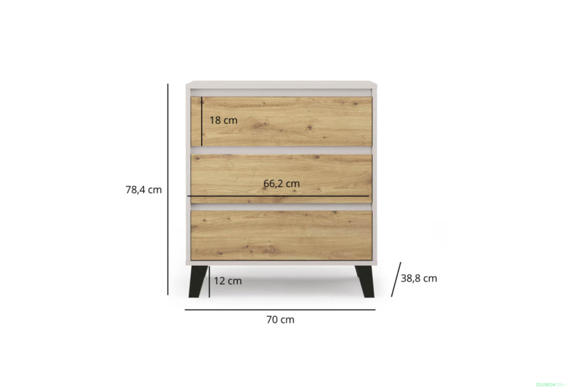 Fotografie 6 - Komoda Borg 3s/70 kašmír / dub artisan