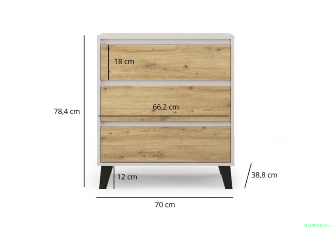 Fotografie 6 - Komoda Borg 3s/70 kašmír / dub artisan
