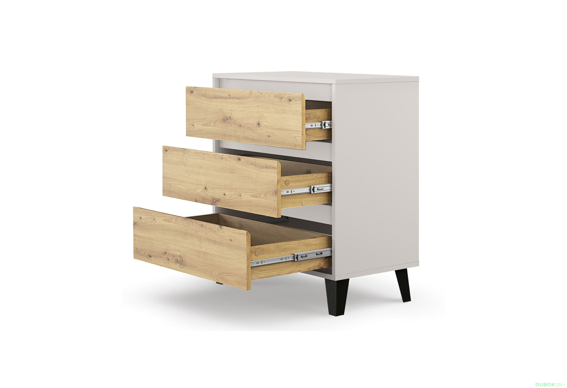 Fotografie 4 - Komoda Borg 3s/70 kašmír / dub artisan