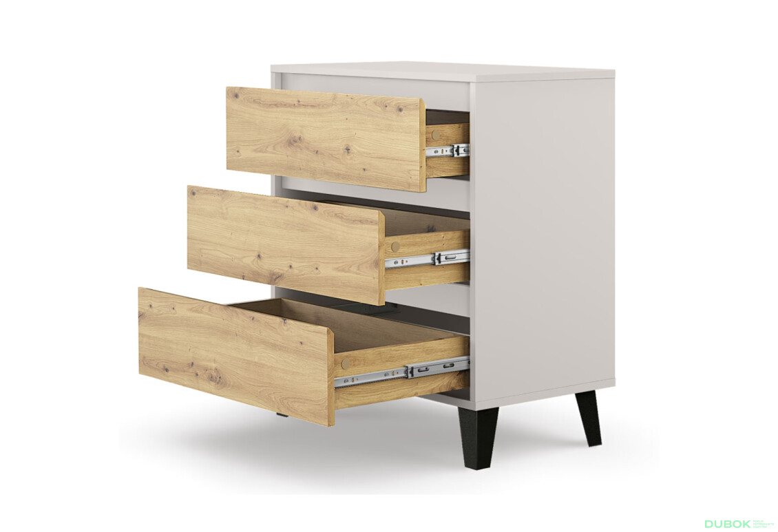 Fotografie 4 - Komoda Borg 3s/70 kašmír / dub artisan