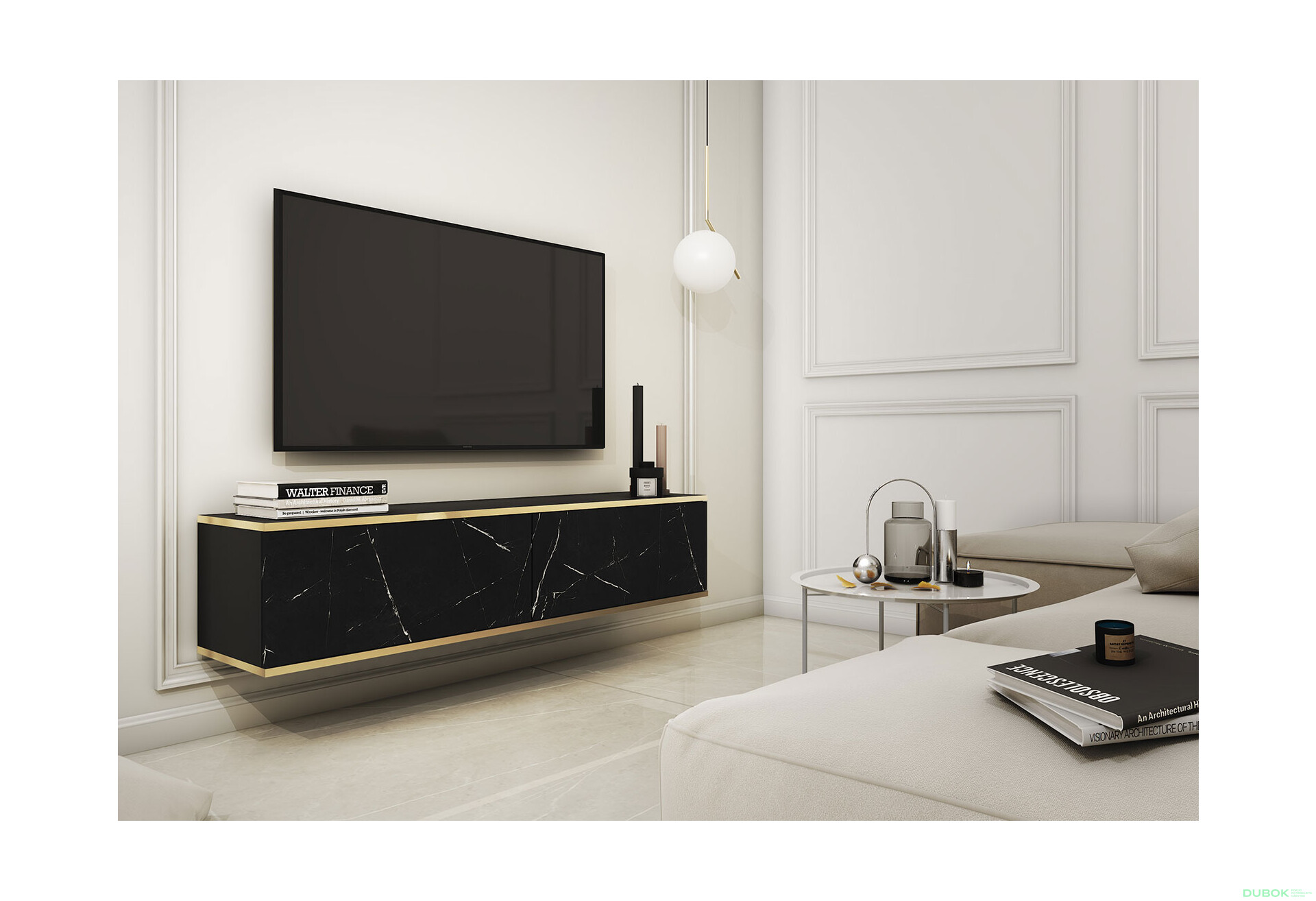 Fotografie 2 - TV stolek RTV 135 černý mramor Oro