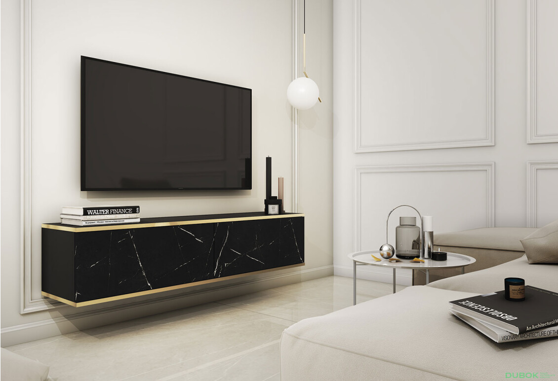 Fotografie 2 - TV stolek RTV 135 černý mramor Oro