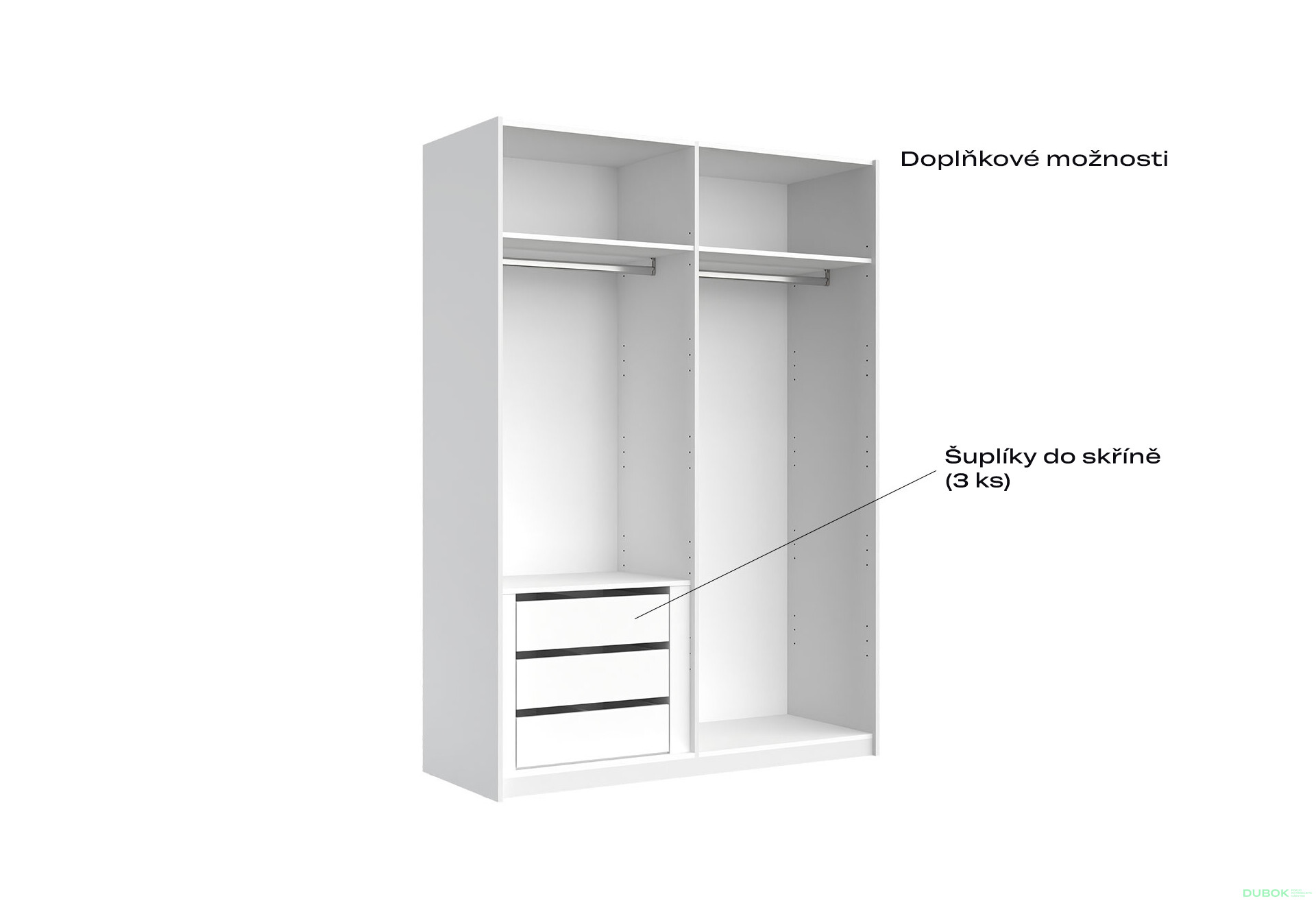 Fotografie 5 - Korpus skříně 4dv Bílý lesk Idea
