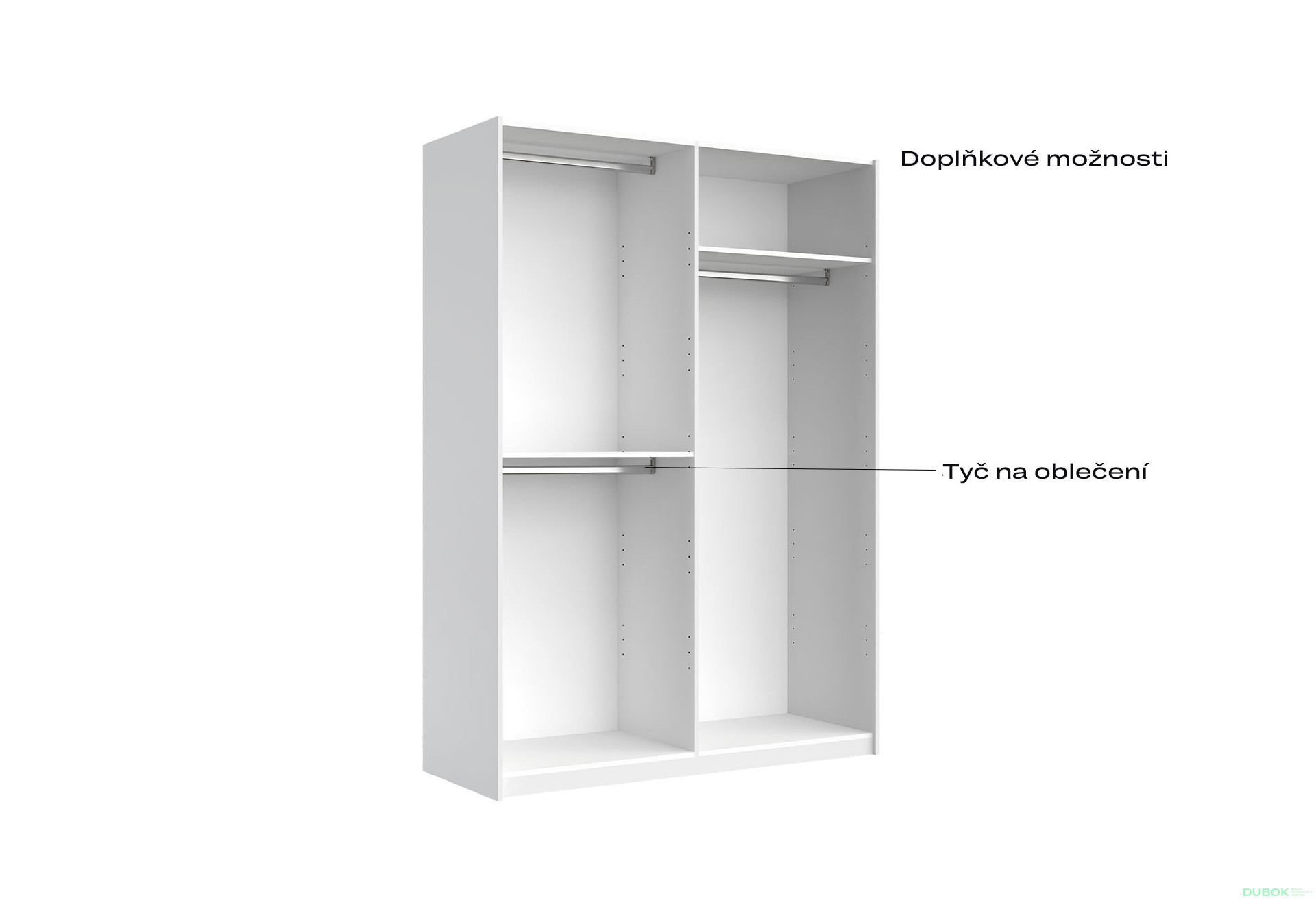 Fotografie 6 - Korpus skříně 4dv Bílý lesk Idea