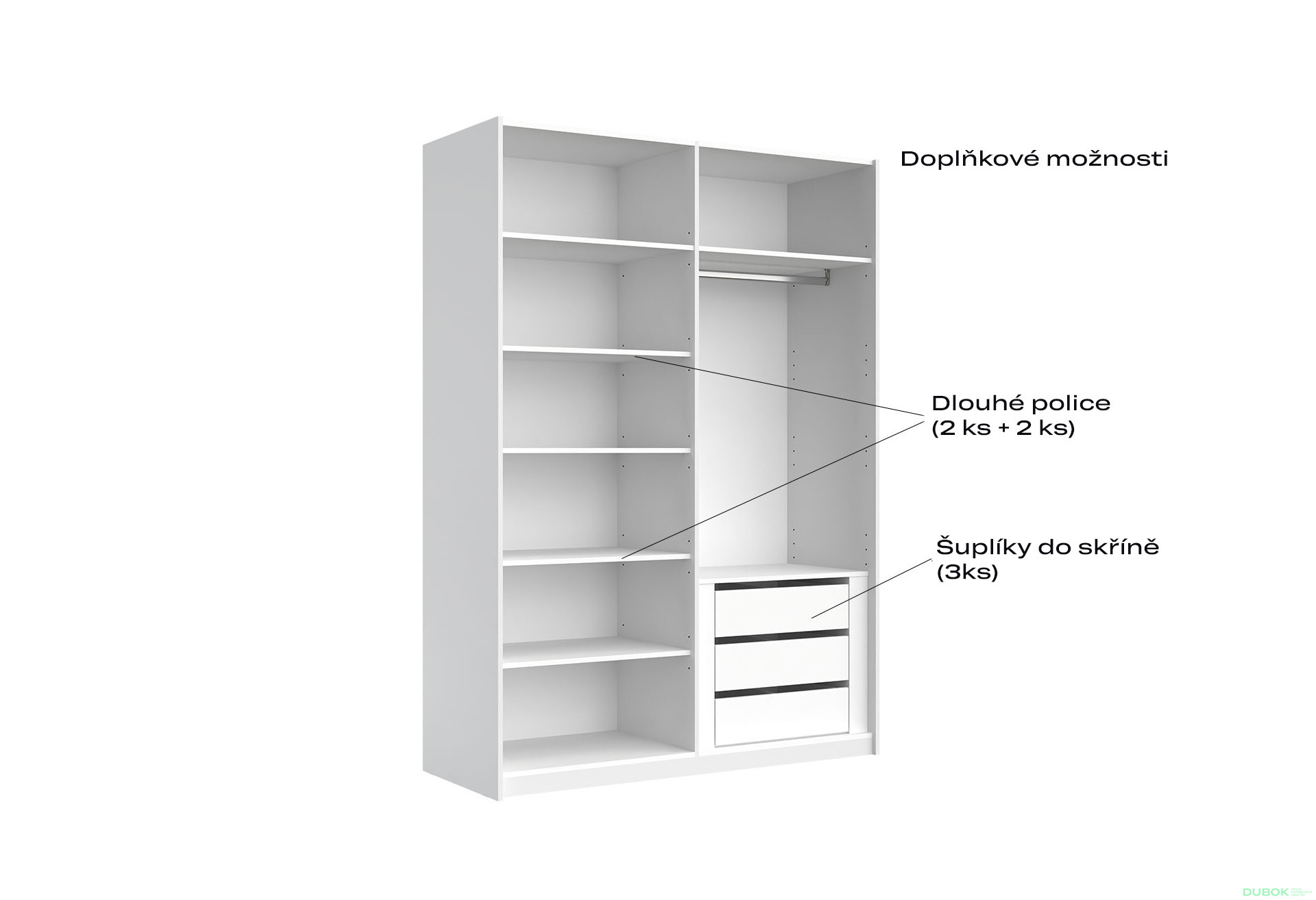 Korpus skříně 4dv Bílý lesk Idea - Fotografie 9 Fotografie 9 - Korpus skříně 4dv Bílý lesk Idea