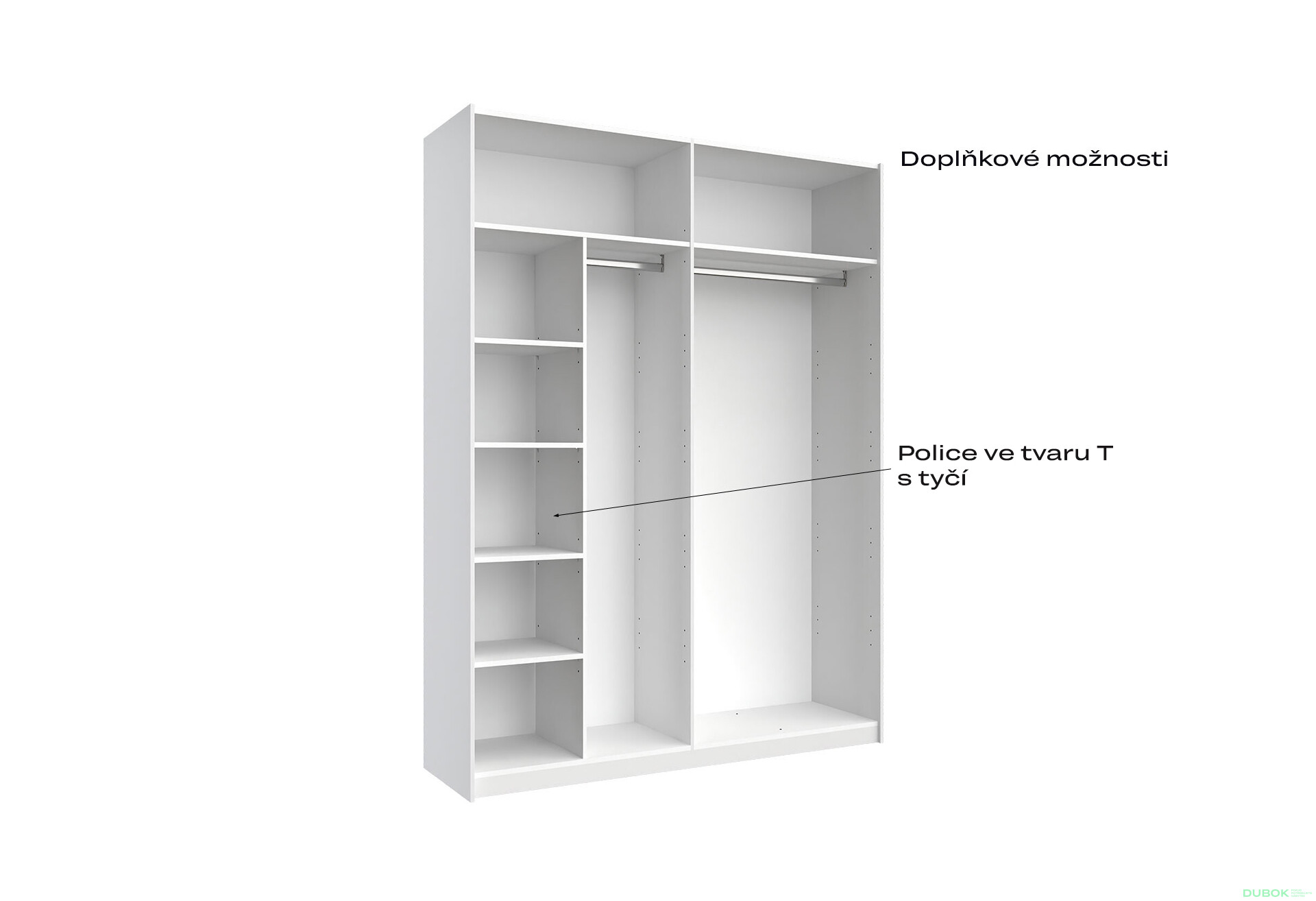 Fotografie 7 - Korpus skříně 4dv Bílý lesk Idea