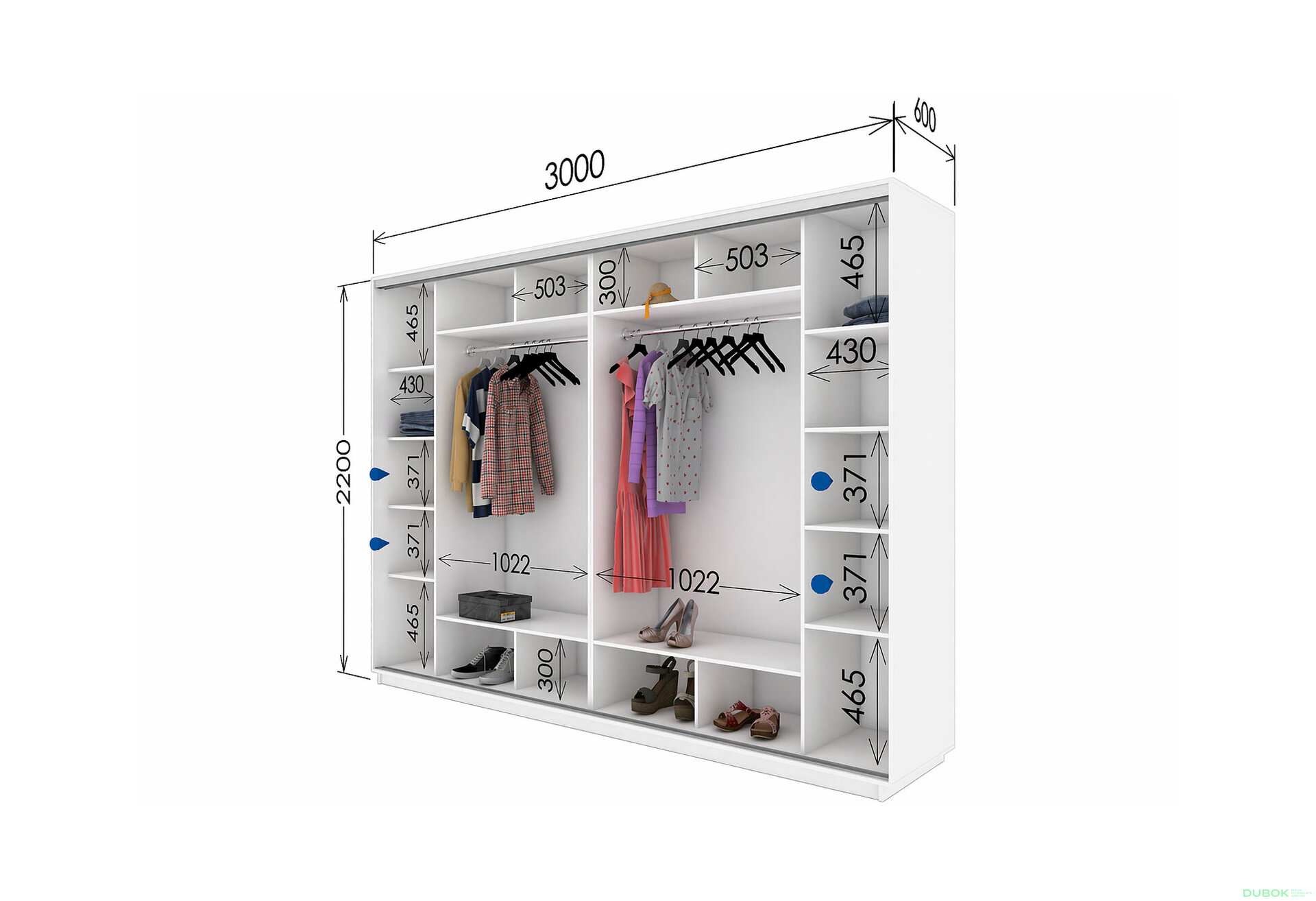 Fotografie 3 - Skříň s posuvnými dveřmi 2200x3000x600 2LTD 2 zrcadla nymphaea alba, profil stříbrný