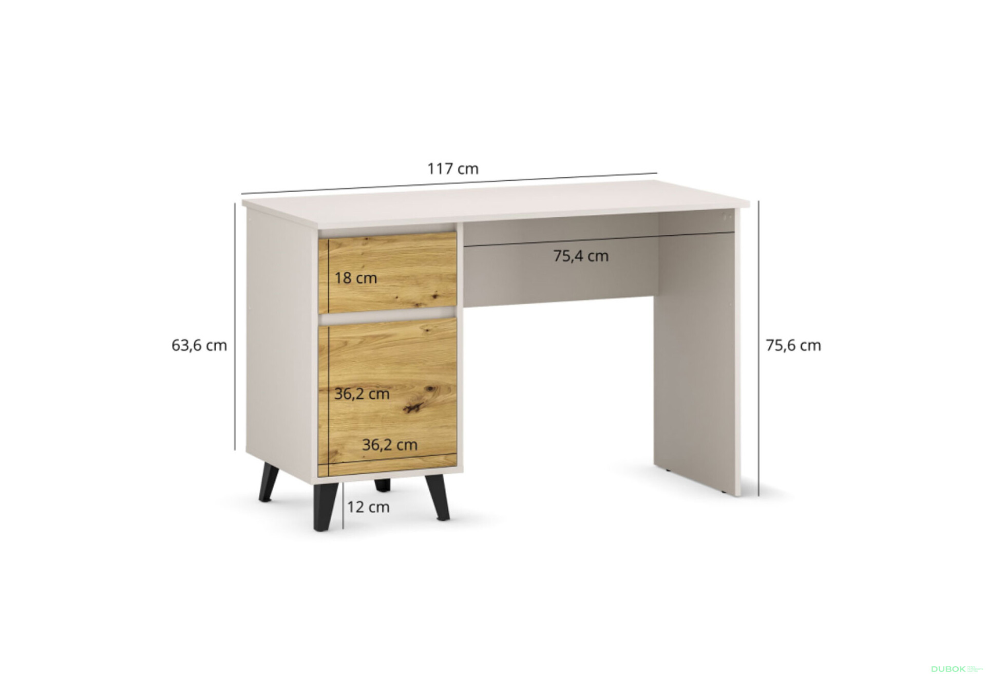 Fotografie 6 - Psací stůl BORG 1d1s/120 kašmír / dub artisan