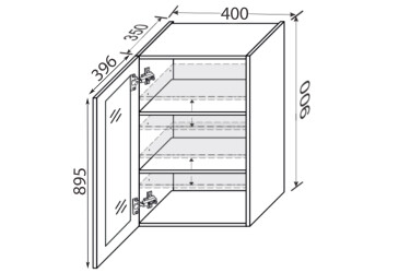 Vrchní 40V/900 1dveřová vitrína Fotografie Vrchní 40V/900 1dveřová vitrína